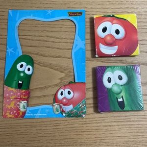 1999 Veggie Tales Magnet Magnetic Frame Larry the Cucumber Bob Tomato Lot 3 New